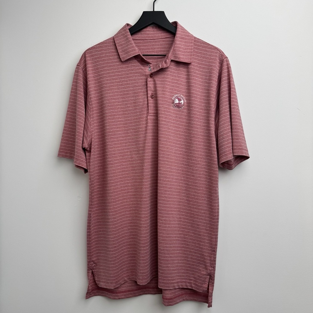 Bobby Jones Polo Golf Shirt L Red Stripe Short Sleeve Casual Atheletic Mens